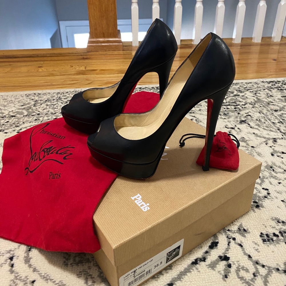 Christian Louboutin 38.5 Lady Peep Calf VIP Black